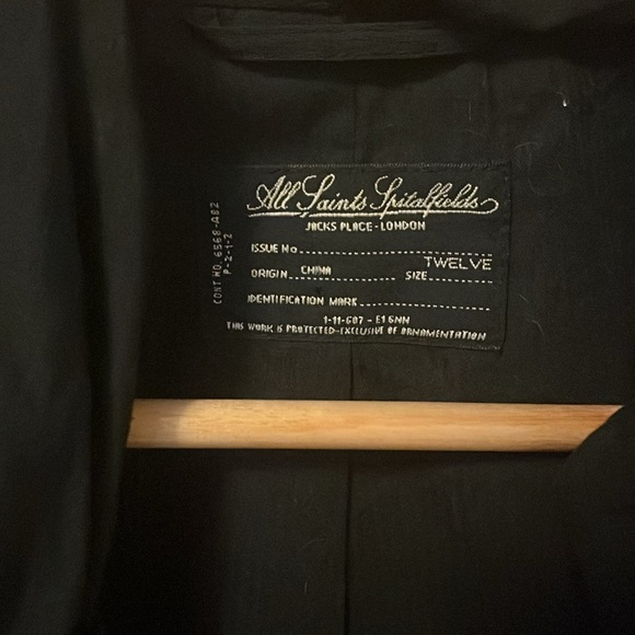 All Saints Shantara Peplum Waistcoat Blck Size UK12 - Picture 2 of 9